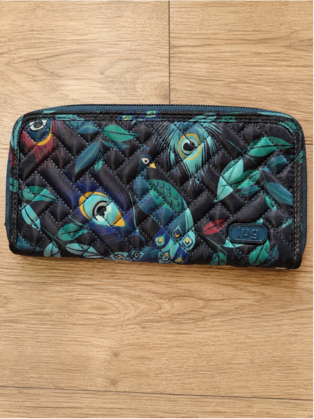Lug Handspring Peacock Multi RFID Zip Around Organizer Wallet NWOT